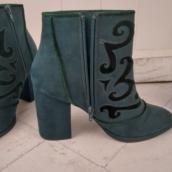 Cloudwalkers Dark Teal Green Broome Ankle Booties with Velvet Inset Size 9.5W - Picture 12 of 16